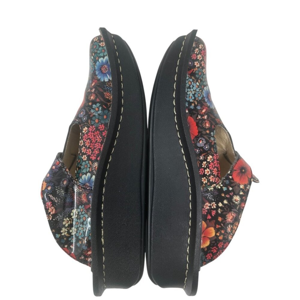 Alegria Donna Midnight Garden Patent Leather Floral Platform Slip On Clogs 7 - Picture 3 of 11
